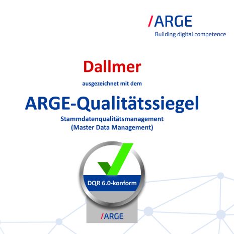 Optimale Stammdaten - Dallmer mit ARGE-Qualitätssiegel ausgezeichnet